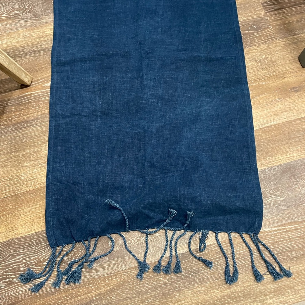 Pottery Barn Dark Blue Fringed Fabric